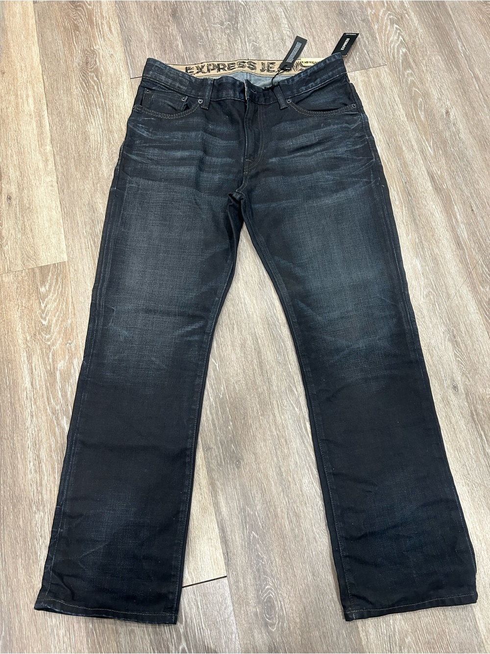 Express Kingston Men’s Black Wash Jeans - Classic Straight Fit